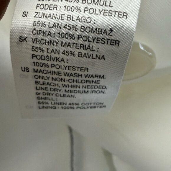 H&M Linen Blend Blazer Womens Size 8 White Single Breasted Preppy Capsule Career - Picture 14 of 15